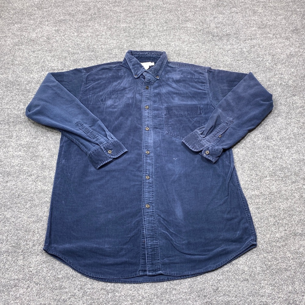 Vintage J.Crew Shirt Mens XL Navy Blue Corduroy Button Down Long Sleeve Pocket